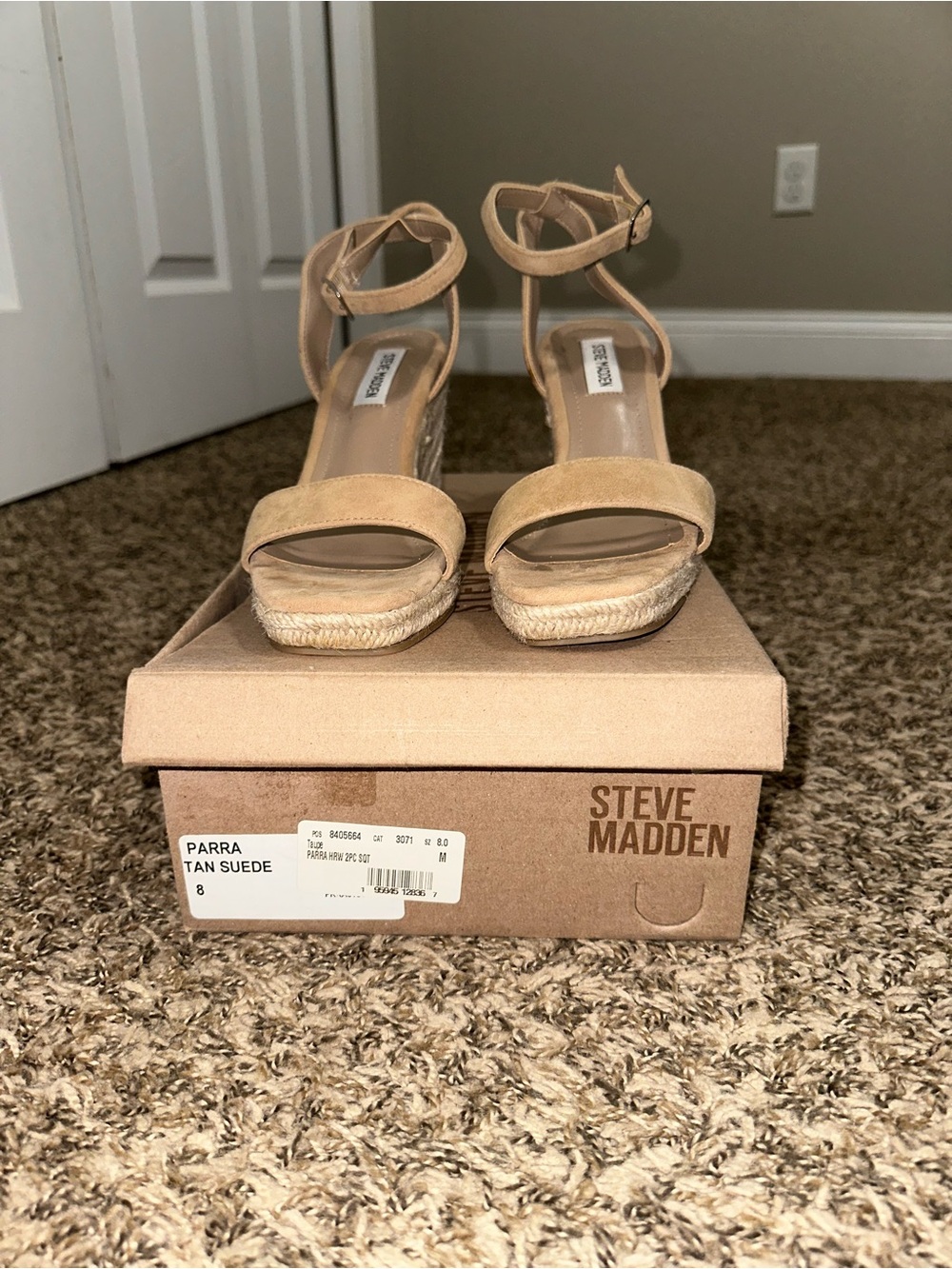 Steve Madden Tan Espadrille Wedge Sandals with Ankle Strap